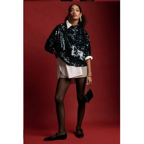 Anthropologie Pilcro Alani Cashmere Sequin Mock-Neck Sweater Size Small - Picture 3 of 13